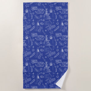 BUGS BUNNY BUILDERS™  Sketch Blueprint Pattern Beach Towel