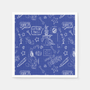 BUGS BUNNY BUILDERS™  Sketch Blueprint Pattern Napkin