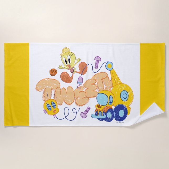 BUGS BUNNY BUILDERS™| TWEETY™ Sketch Art Beach Towel (Front)