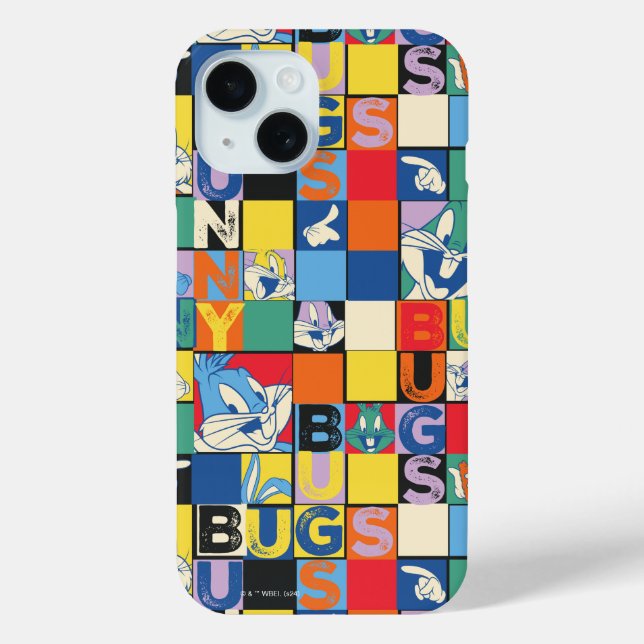 BUGS BUNNY™ Colourful Name and Face Chequered Case-Mate iPhone Case (Back)