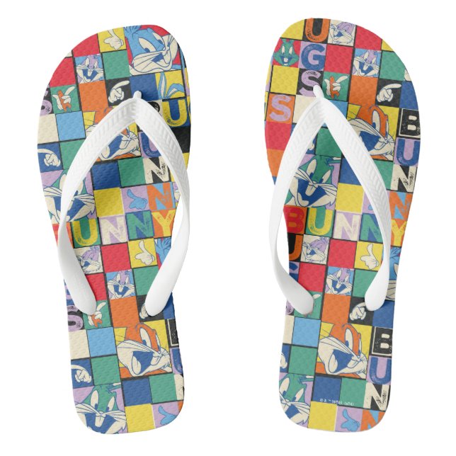 BUGS BUNNY™ Colourful Name and Face Chequered Jandals (Footbed)