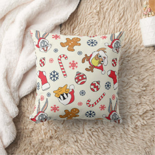 BUGS BUNNY™, DAFFY DUCK™ & Lola Christmas Pattern Cushion