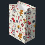 BUGS BUNNY™, DAFFY DUCK™ & Lola Christmas Pattern Medium Gift Bag<br><div class="desc">Celebrate the season with a little Looney Tunes mischief! This festive all-over print features beloved characters like Bugs Bunny, Daffy Duck, and Lola dressed in cheerful Santa hats and surrounded by classic holiday icons including candy canes, gingerbread cookies, ornaments, and snowflakes. The playful tossed pattern pops against a light background,...</div>