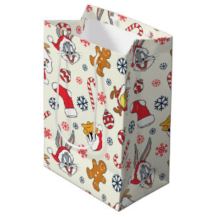 BUGS BUNNY™, DAFFY DUCK™ & Lola Christmas Pattern Medium Gift Bag
