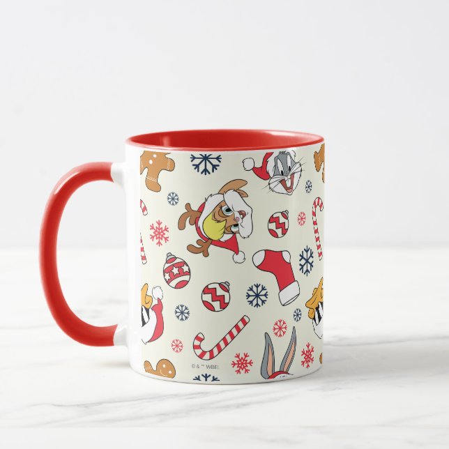 BUGS BUNNY™, DAFFY DUCK™ & Lola Christmas Pattern Mug (Left)