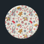 BUGS BUNNY™, DAFFY DUCK™ & Lola Christmas Pattern Paper Plate<br><div class="desc">Celebrate the season with a little Looney Tunes mischief! This festive all-over print features beloved characters like Bugs Bunny, Daffy Duck, and Lola dressed in cheerful Santa hats and surrounded by classic holiday icons including candy canes, gingerbread cookies, ornaments, and snowflakes. The playful tossed pattern pops against a light background,...</div>