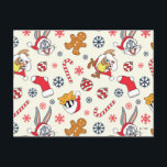 BUGS BUNNY™, DAFFY DUCK™ & Lola Christmas Pattern Postcard<br><div class="desc">Celebrate the season with a little Looney Tunes mischief! This festive all-over print features beloved characters like Bugs Bunny, Daffy Duck, and Lola dressed in cheerful Santa hats and surrounded by classic holiday icons including candy canes, gingerbread cookies, ornaments, and snowflakes. The playful tossed pattern pops against a light background,...</div>