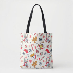 BUGS BUNNY™, DAFFY DUCK™ & Lola Christmas Pattern Tote Bag