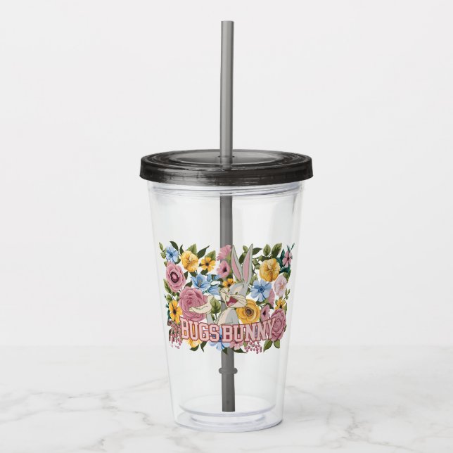 BUGS BUNNY™ Floral Embroidery Graphic Acrylic Tumbler (Front)