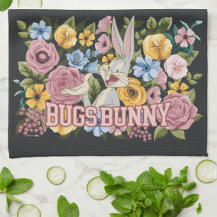BUGS BUNNY™ Floral Embroidery Graphic Tea Towel