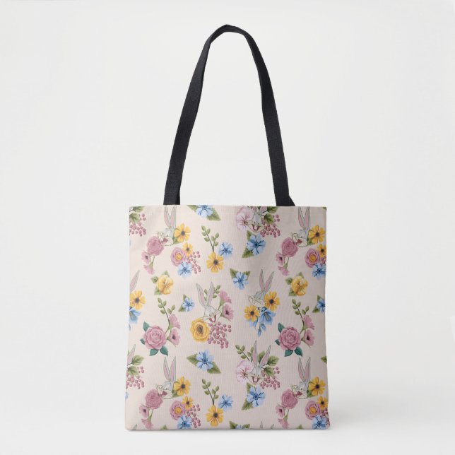 BUGS BUNNY™ Floral Embroidery Pattern Tote Bag (Front)