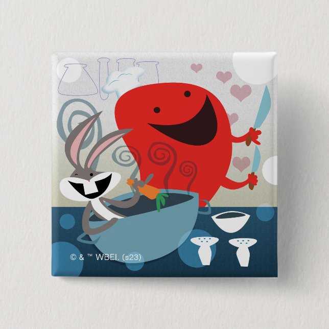BUGS BUNNY™ & Gossamer Whimsical Meal Prep 15 Cm Square Badge (Front)