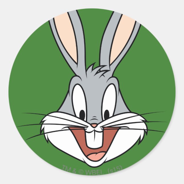 BUGS BUNNY™ Smiling Face Classic Round Sticker (Front)