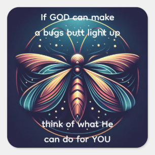 Bugs Butt Light Up Firefly Lightning bug Funny  Square Sticker