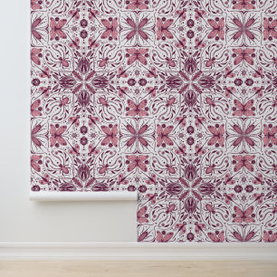 Bugs, dark magenta and pink on white wallpaper