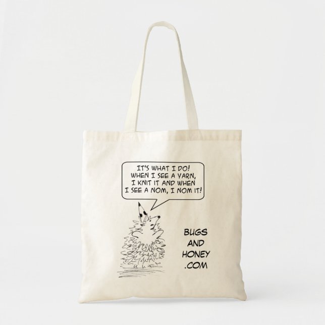Bugs & Honey Knits & Noms Tote Bag (Front)