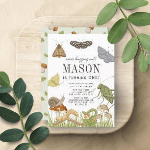 Bugs & Insects Mushroom Boy 1st Birthday Invitation