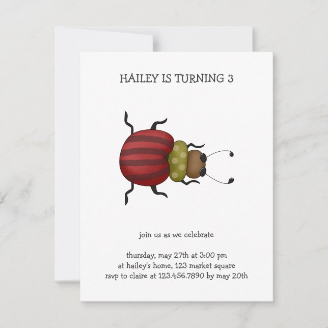 Bugs 'n' Blooms · Beetle Invitation (Front)
