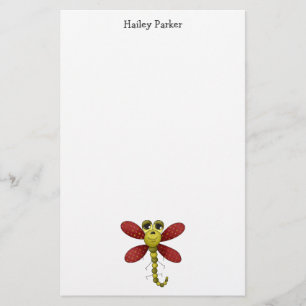 Bugs 'n' Blooms · Red & Green Dragonfly Stationery