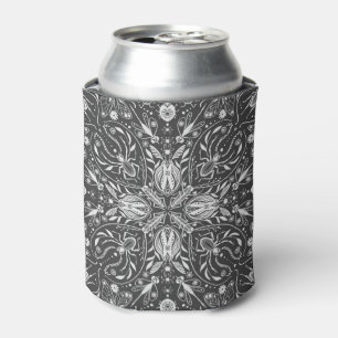 Bugs, off white on black can cooler