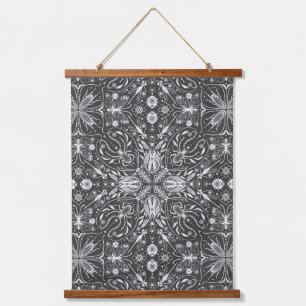 Bugs, off white on black hanging tapestry
