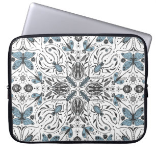 Bugs, off white on black laptop sleeve