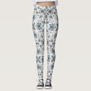 Bugs, off white on black leggings