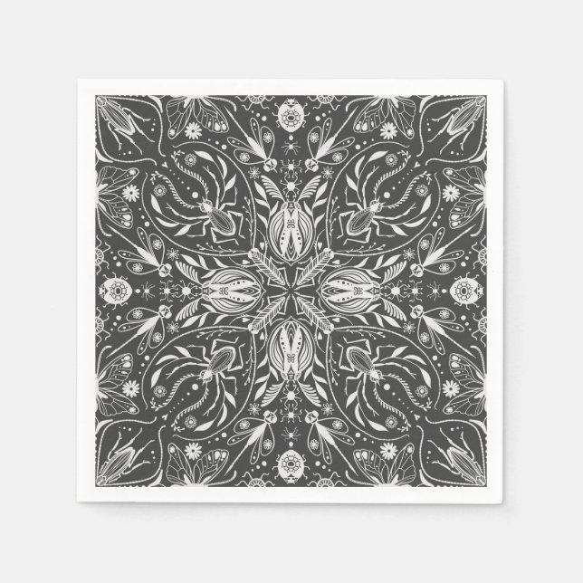 Bugs, off white on black napkin (Front)
