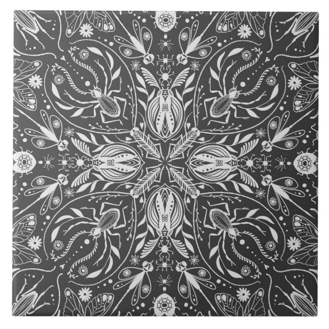 Bugs, off white on black tile (Front)