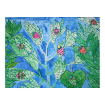 Bugs On Leaves Watercolor Poster