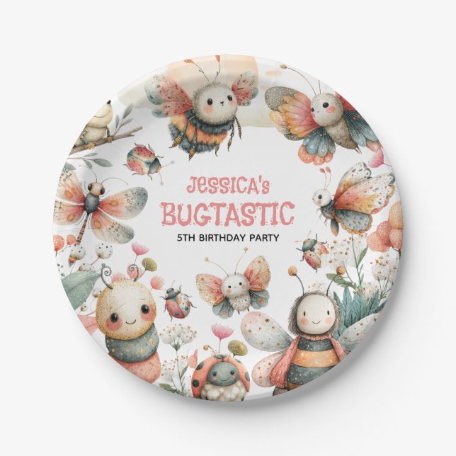 BUGTASTIC Insects Cute Bugs Kids' Birthday Party  Paper Plate (Front)