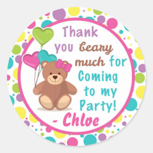 Build A Bear Girl's Birthday Party Thank You Label