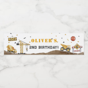 Build a Blast with Construction-themed Party Water Bottle Label