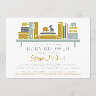 Build A Library Baby Shower Invitation