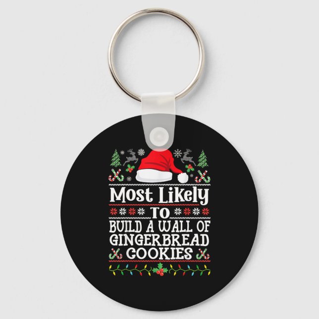 Build A Wall Of Gingerbread Cookies - Christmas Re Key Ring (Front)