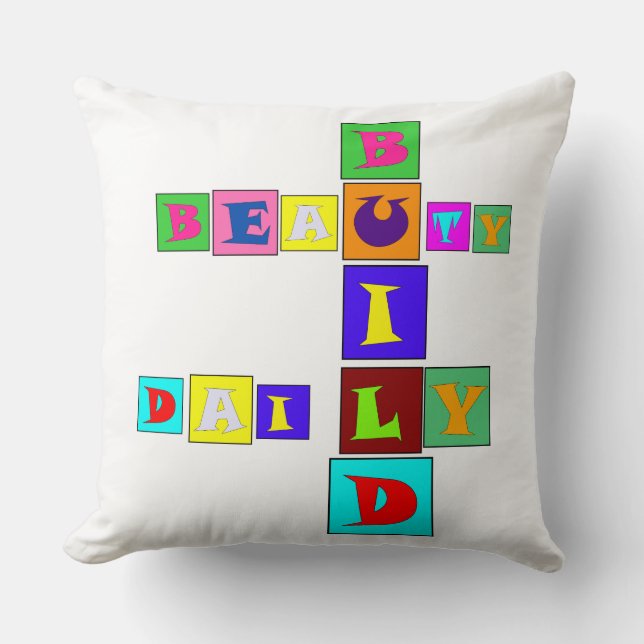 BUILD BEAUTY DAILY Throw Pillow (Front)