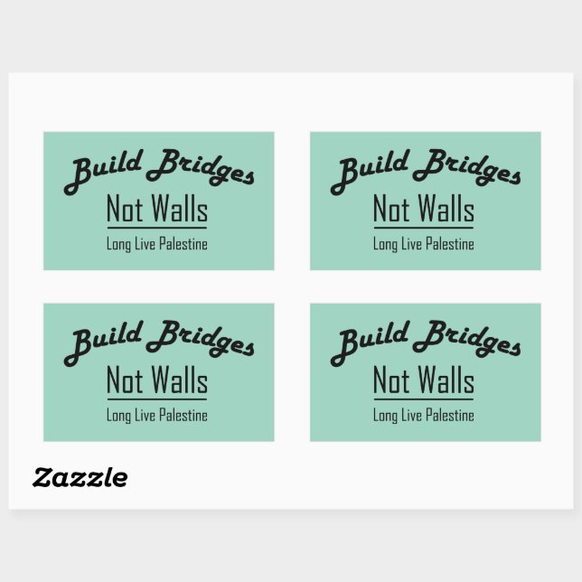 Build Bridges Not Walls - Free Palestine Rectangular Sticker (Sheet)