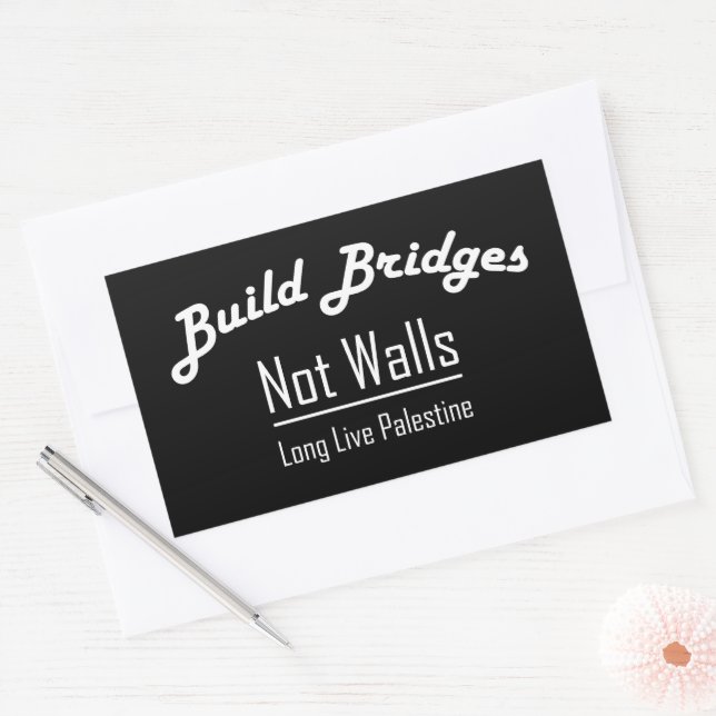 Build Bridges Not Walls - Free Palestine Rectangular Sticker (Envelope)