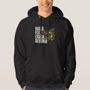 Build Fly Crash Repeat Vintage Model Remote Airpla Hoodie