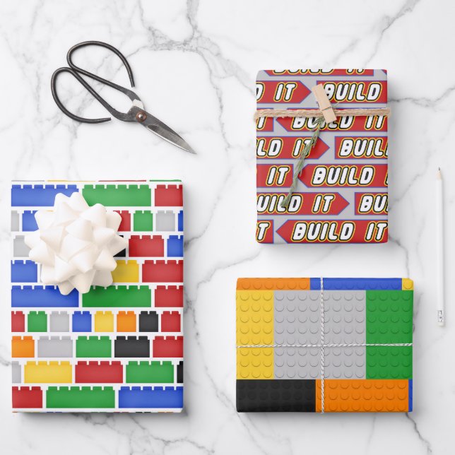 Build It Toy Pattern Wrapping Paper Sheet (Front)