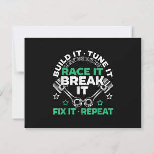 Build It Tune It Race It Break It Fix It Repeat Mo RSVP Card