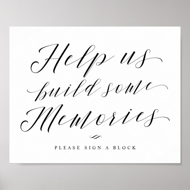 Build Memories Jenga Calligraphy Wedding Sign (Front)