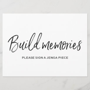 "Build memories" Jenga Wedding Sign Stylish Invitation