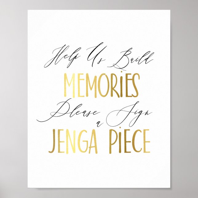 build memories, sign a Jenga piece wedding sign (Front)