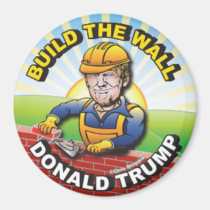 BUILD THE WALL DONALD TRUMP BRICK LAYER MASON USA MAGNET