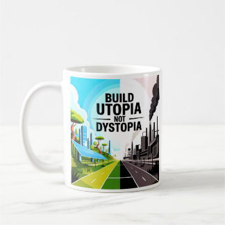 Build Utopia, Not Dystopia Solarpunk Message Mug