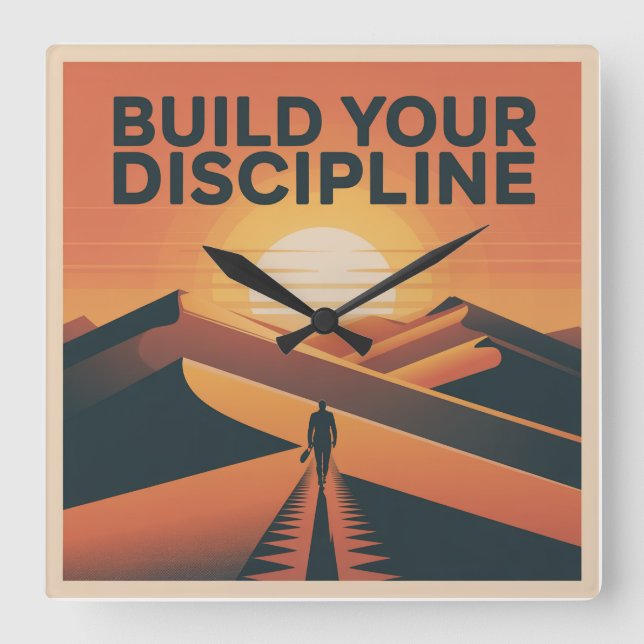 Build Your Discipline Square Wall Clock (Front)