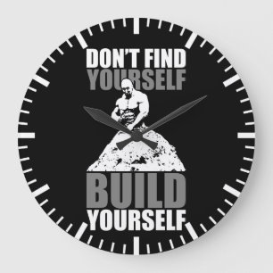 Build Yourself - Bodybuilding Workout Motivational Large Clock