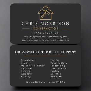 Builder Construction Black Gold Business Card