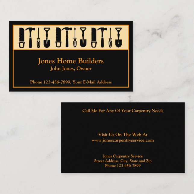 Builder Contractor Construction Business Card (Front/Back)